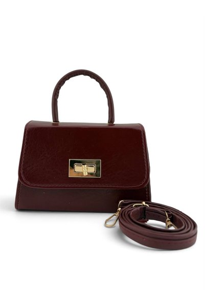 BACHUS Women's Brown Faux Leather Lock Detailed Adjustable Strap Hand, Arm an...