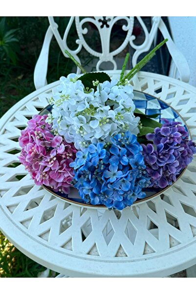 NC Home Design Yapay Çiçekli Pembe Ortanca Dal 63 Cm
