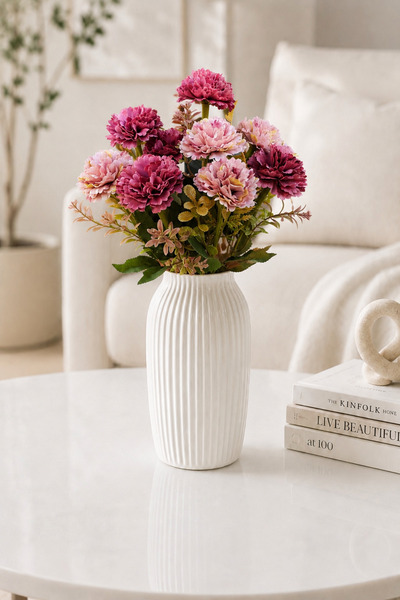 MD Aspiz Flowers باقة زهور صناعية فاخرة من 10 قطع باللون الأرجواني 42 سم (بدو...