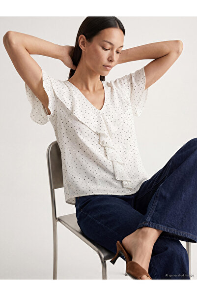 LC Waikiki Original V-Neck Polka Dot Blouse