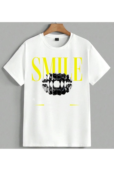 ELFERA Smile Sari Dis D World Wide Printed Unisex Oversize T-Shirt White