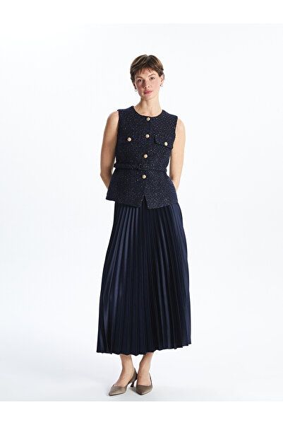LC Waikiki Original Elastic Waist Satin Women's Pleated Skirt