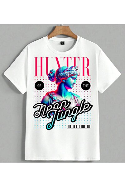 ELFERA Hunter of the Jungle Colorful Printed Unisex Oversize T-Shirt White