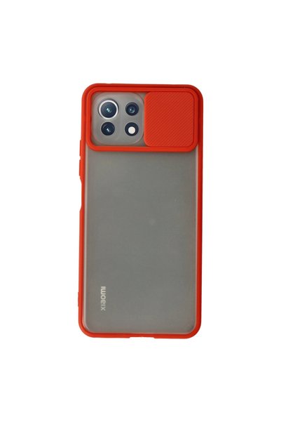 TheGencoo Xiaomi Mi 11 Lite Case Palm Frosted Camera Sliding Silicone - Red