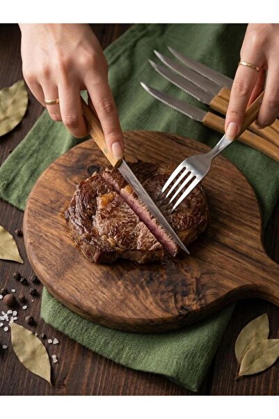 Bambum Valls 6'lı Kılçık Ve Steak Bıçağı Seti 21.5 cm - Bambu Saplı Paslanmaz Çelik Balık Bıçağı