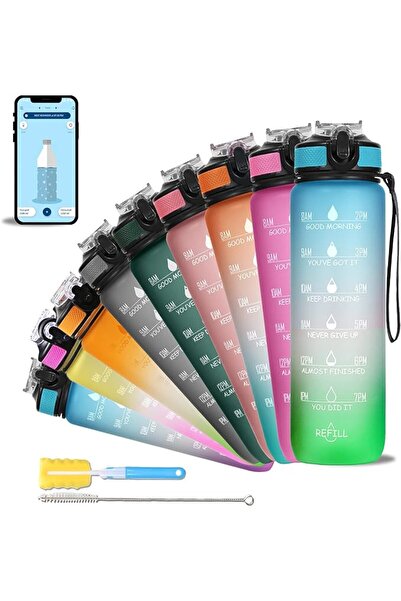 SOLARA Unbreakable Water Bottle 1 Litre with Motivational Time Marker, Leakpr...