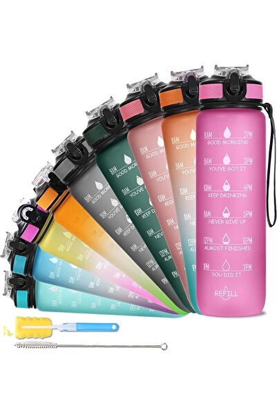 SOLARA Unbreakable Water Bottle 1 Litre with Motivational Time Marker, Leakpr...