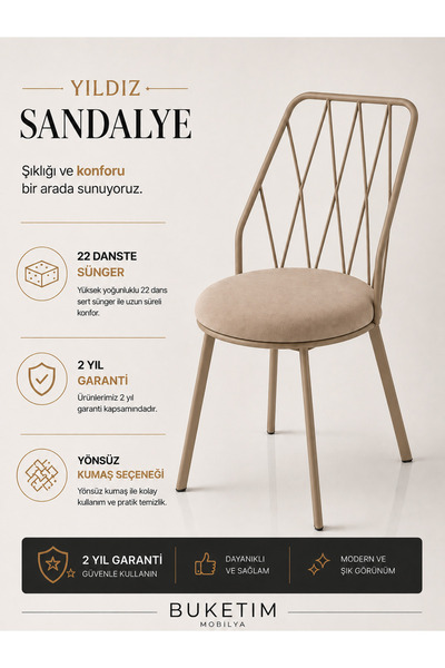 Buketim Mobilya Yıldız Sandalye Cafe Restoran Proje Mutfak Sandalyeleri