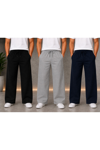 BERYY MODA Pantaloni de trening pentru bărbați, negri, gri, bleumarin, cu cro...