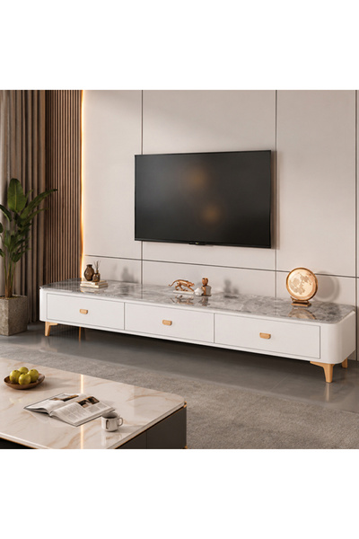 NKX Modern Living Room New White Color luxury TV Cabinet Top Grey Cabinet Mat...