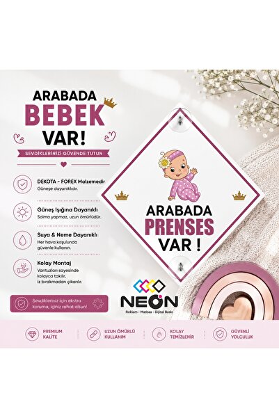 NEON Dijital Baskı Merkezi انتبه: هناك طفل في السيارة / لافتة تحذير فوركس - د...