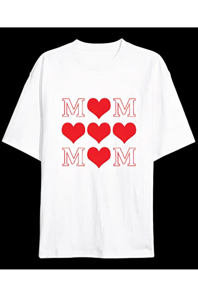 UFC 1985 TOP BRAND Mother's Day Gift Mom Heart Printed Oversize Crew Neck T-S...