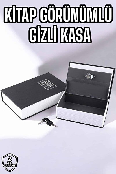 teknodayım Large Size Keyed Book Look Hidden Safe Steel Safe Gold Safe