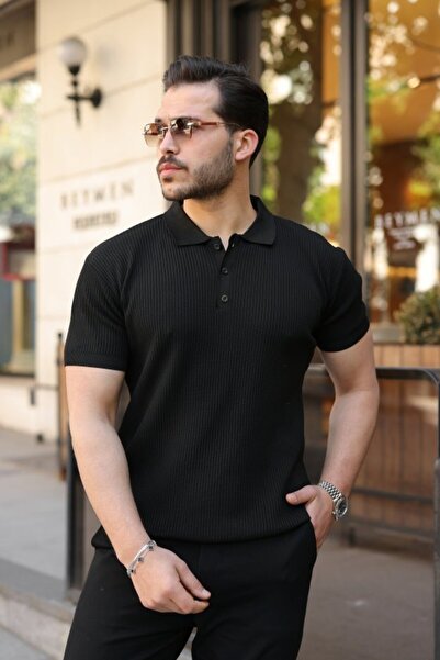 UFC 1985 TOP BRAND Men's button-down collar short sleeve knit t-shirt