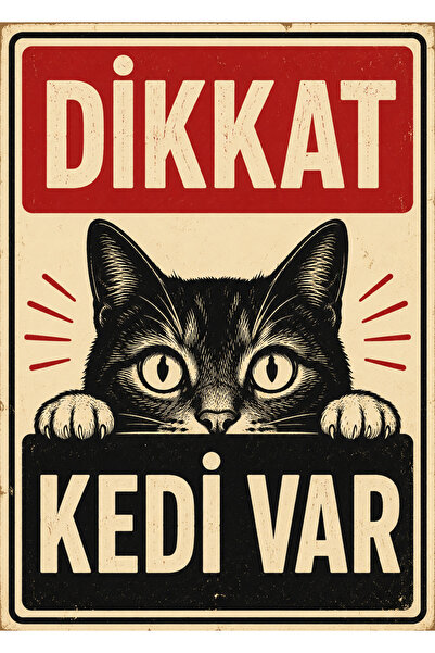 Lucena Retro Caution Cat Exists Metal Warning Sign Decorative Door Garden Wal...