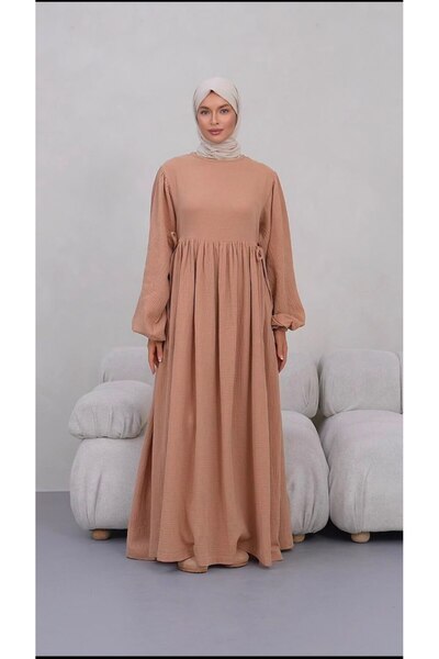 inci wears Side Tie Muslin Hijab Dress
