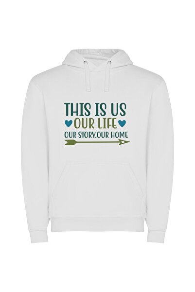 iLovePrints Our True Home Story Φούτερ με κουκούλα σε χρώμα Λευκό