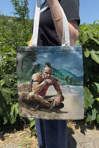 ZipZap Far Cry V3 Double Sided Canvas Print Tote Bag Computer Gaming Video Game