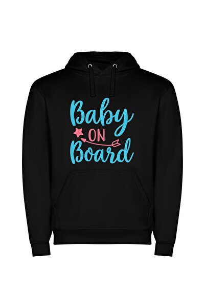 iLovePrints Whimsical Baby Voyage Φούτερ με κουκούλα σε χρώμα Μαύρο