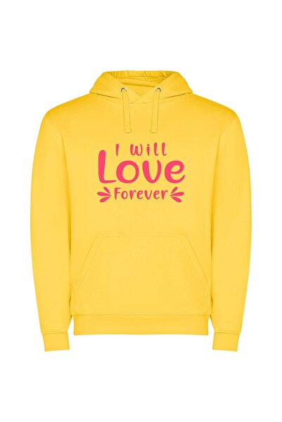 iLovePrints Enduring Love Affair Φούτερ με κουκούλα σε χρώμα Κίτρινο