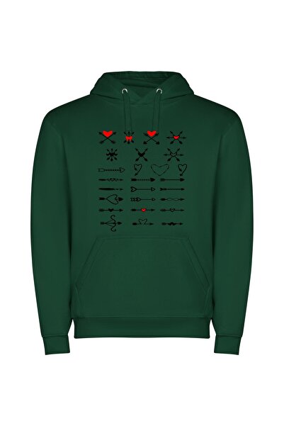 iLovePrints Black Hearted Elegance Φούτερ με κουκούλα σε χρώμα Πράσινο