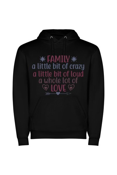 iLovePrints Crazy Loud Love Fest Φούτερ με κουκούλα σε χρώμα Μαύρο