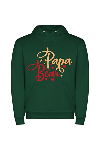 iLovePrints Adore Papa Bear Art Φούτερ με κουκούλα σε χρώμα Πράσινο