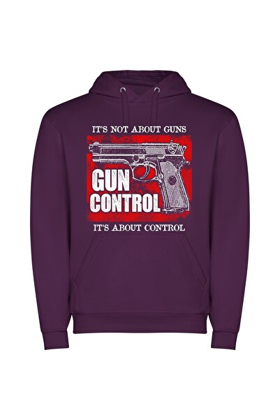 iLovePrints Controlled Art of Guns Φούτερ με κουκούλα σε χρώμα Μωβ