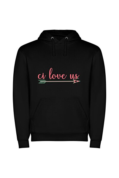 iLovePrints Cui's Love-Inspired Profile Φούτερ με κουκούλα σε χρώμα Μαύρο