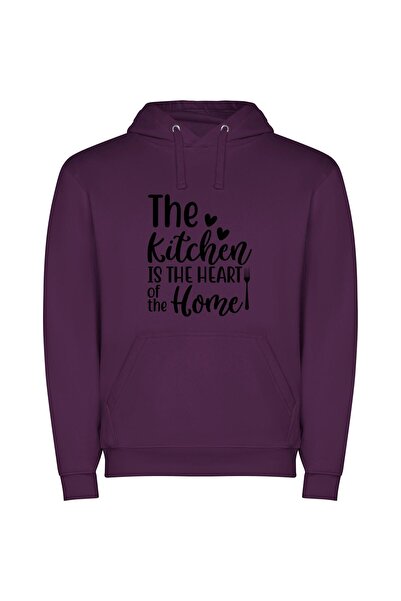 iLovePrints Heart of Home Cuisine Φούτερ με κουκούλα σε χρώμα Μωβ