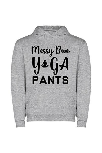 iLovePrints Chic Messy Pants Sign Φούτερ με κουκούλα σε χρώμα Γκρι