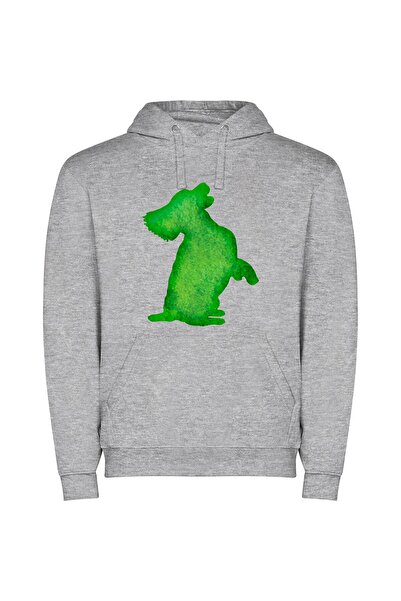 iLovePrints Luminous Green Silhouette: Inspired Φούτερ με κουκούλα σε χρώμα Γκρι
