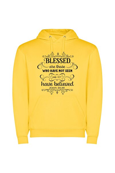 iLovePrints Blessed Faith: Coherent Grace Φούτερ με κουκούλα σε χρώμα Κίτρινο