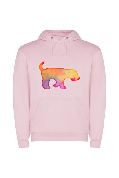 iLovePrints Inky Canine Strokes Φούτερ με κουκούλα σε χρώμα Ροζ