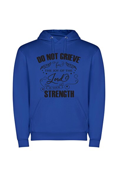 iLovePrints Joyful Strength in Lord Φούτερ με κουκούλα σε χρώμα Μπλε