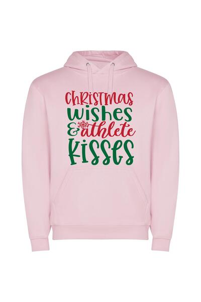 iLovePrints Magic Kisses: Merry Christmas Φούτερ με κουκούλα σε χρώμα Ροζ
