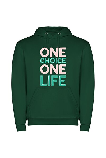 iLovePrints Life's Singular Choices Φούτερ με κουκούλα σε χρώμα Πράσινο