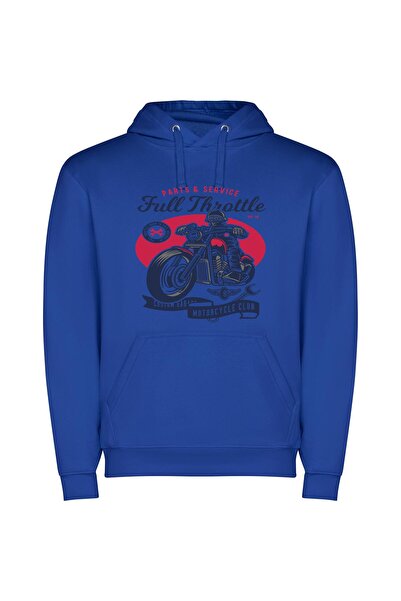 iLovePrints Exquisite Motorcycle Portrait Φούτερ με κουκούλα σε χρώμα Μπλε
