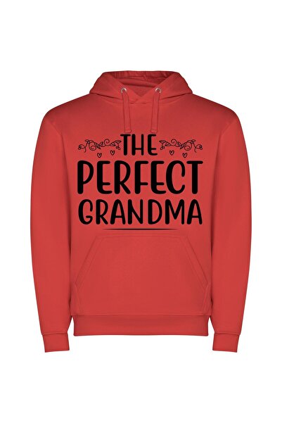 iLovePrints Grandma's Perfect Kerning Φούτερ με κουκούλα σε χρώμα Κόκκινο