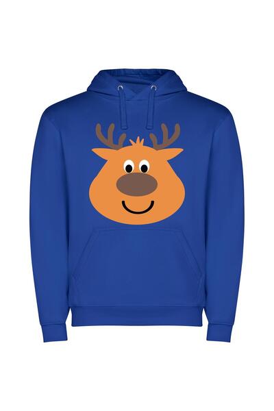 iLovePrints Anthro Deer Clipart Φούτερ με κουκούλα σε χρώμα Μπλε