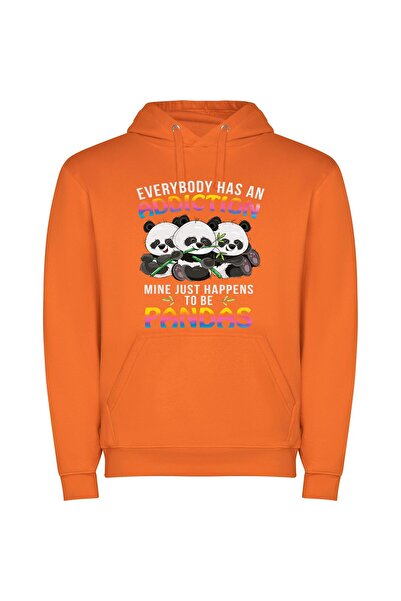 iLovePrints Bamboo Stacked Pandas Φούτερ με κουκούλα σε χρώμα Πορτοκαλί