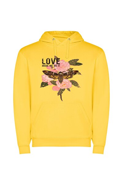 iLovePrints Blooming Love's Intricate Secret Φούτερ με κουκούλα σε χρώμα Κίτρινο