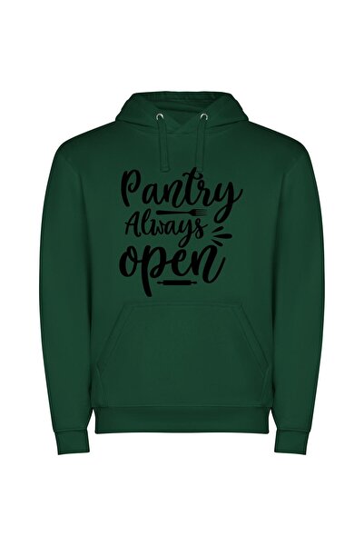 iLovePrints Pantry: Always Open & Delightful! Φούτερ με κουκούλα σε χρώμα Πρά...