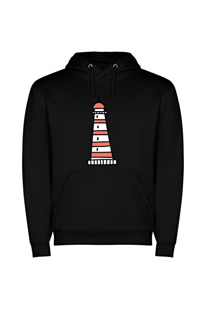iLovePrints Radiant Lighthouse Beacon Φούτερ με κουκούλα σε χρώμα Μαύρο