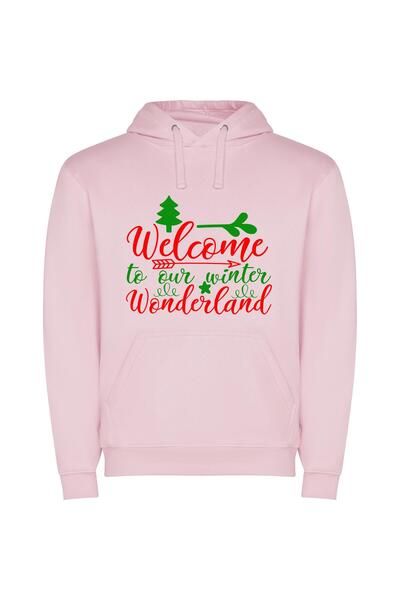 iLovePrints Winter's Enchanted Welcome Φούτερ με κουκούλα σε χρώμα Ροζ