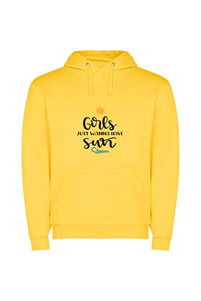 iLovePrints Sunny Chic Girls Club Φούτερ με κουκούλα σε χρώμα Κίτρινο