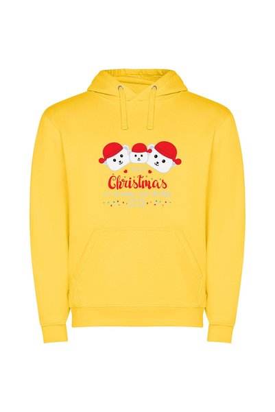 iLovePrints Jolly First Christmas Together Φούτερ με κουκούλα σε χρώμα Κίτρινο