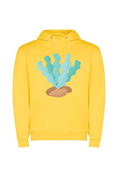 iLovePrints Marine Flora Elegance Φούτερ με κουκούλα σε χρώμα Κίτρινο