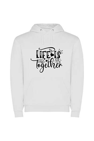 iLovePrints Unified Life Reflections Φούτερ με κουκούλα σε χρώμα Λευκό