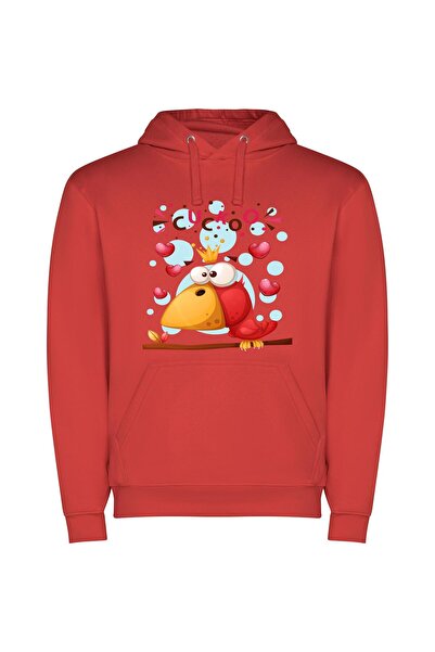 iLovePrints Cocky Cardinal Crowned Φούτερ με κουκούλα σε χρώμα Κόκκινο